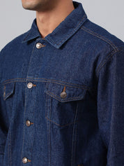 Kotty Blue Spread Collar Washed Denim Jacket