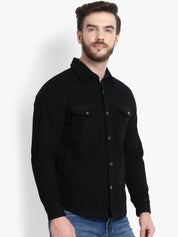 Kotty Men Black Solid Lightweight Denim Jacket