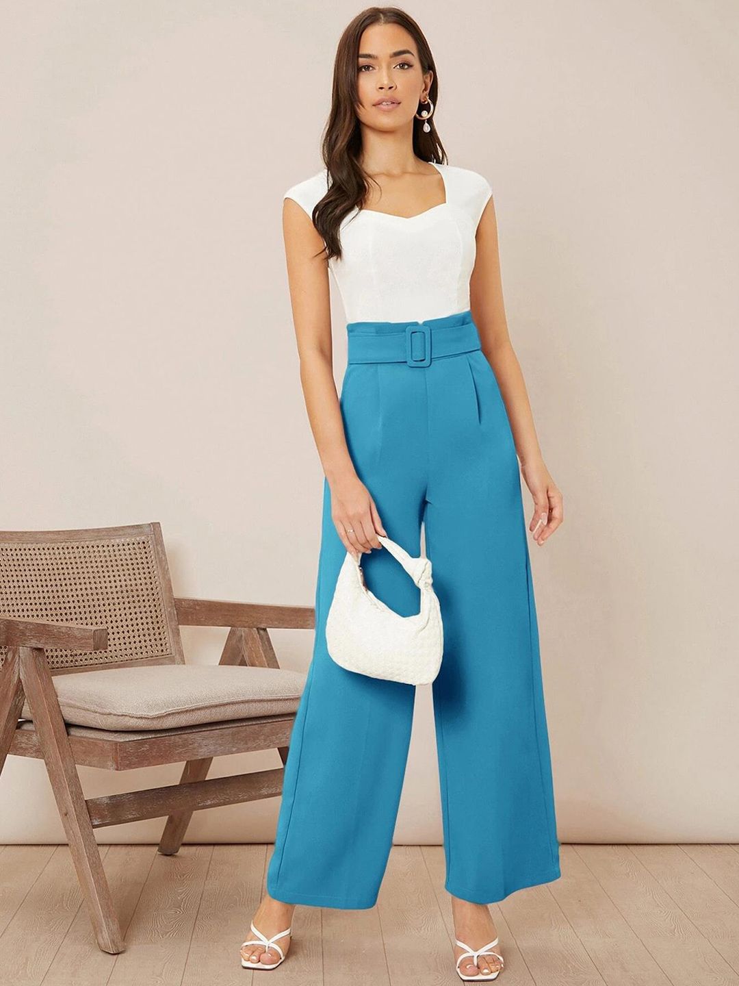 KOTTY BIZwear Womens Pack Of 2 Relaxed Straight Fit High-Rise Easy Wash Pleated Trousers