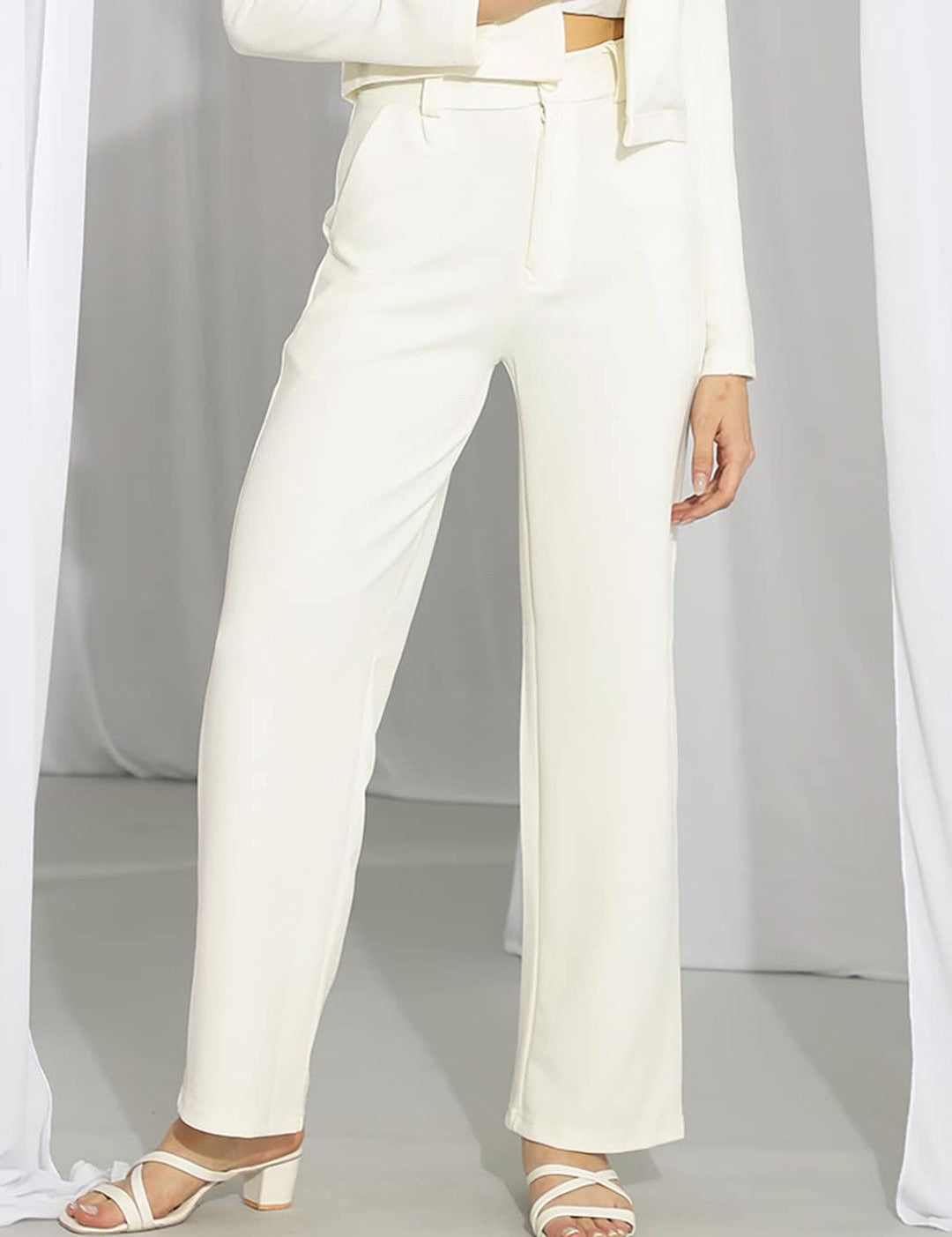 KOTTY Basics Women Relaxed Straight Leg Straight Fit High Rise Easy Wash Trousers