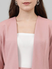 Kotty Pink Collarless Long Sleeves Blazer With Trousers