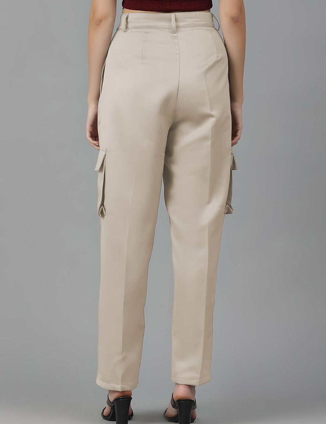 KOTTY BIZwear Women Straight Fit High-Rise Pleated Cargos