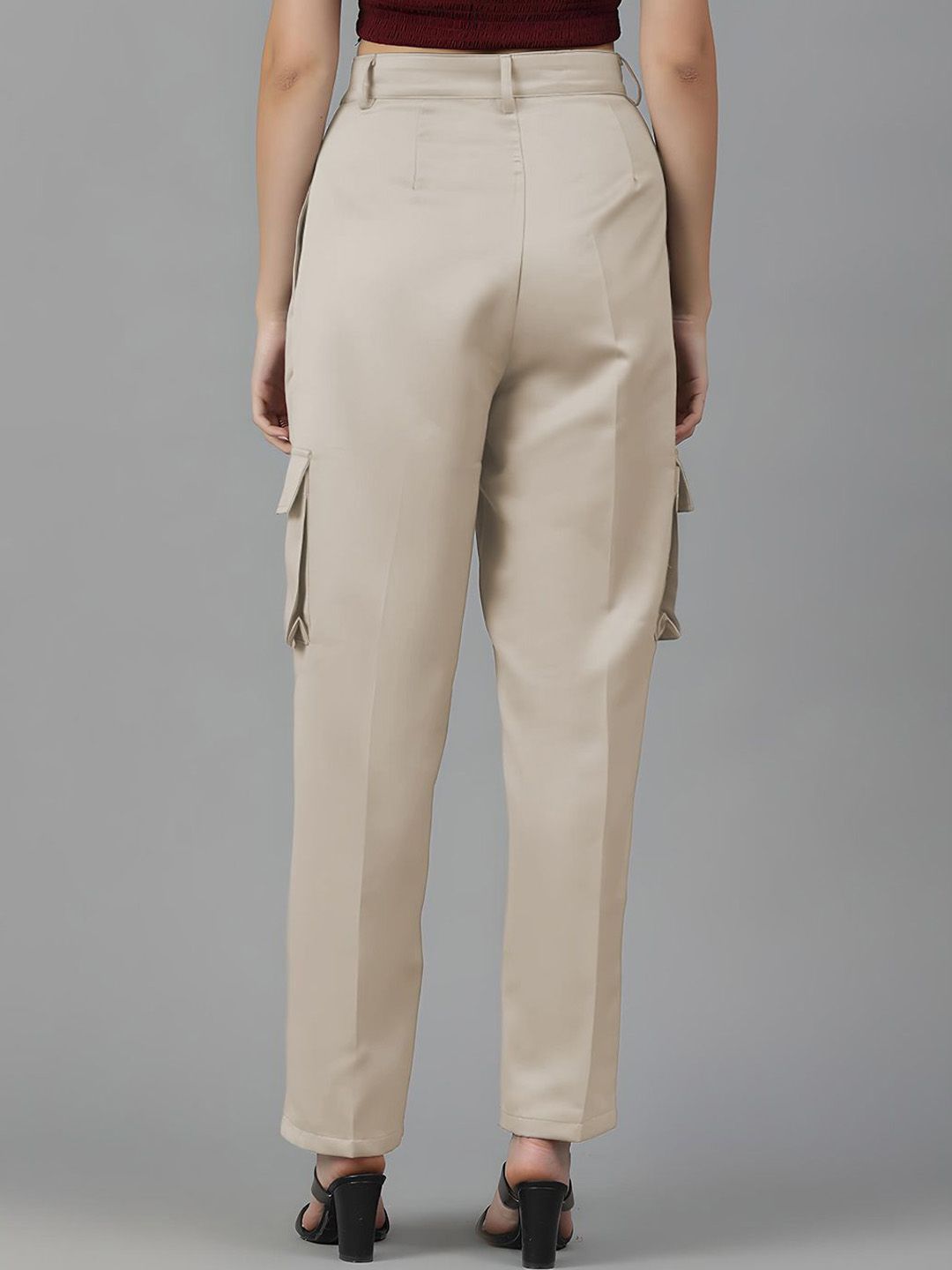 KOTTY BIZwear Women Straight Fit High-Rise Pleated Cargos