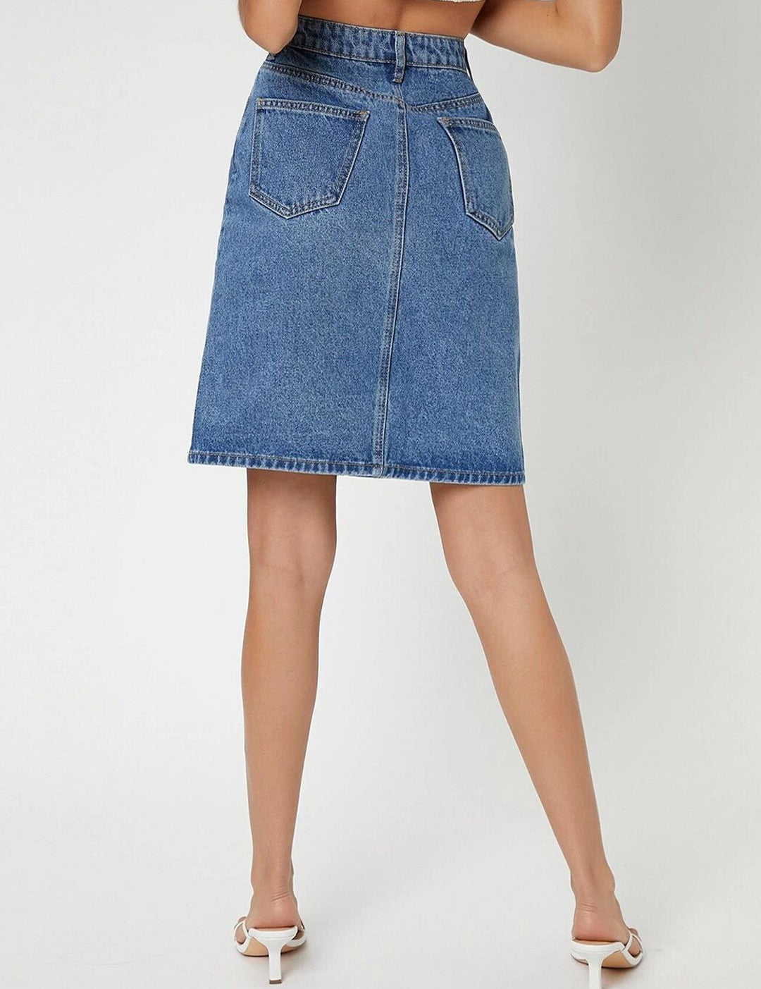 Kotty Cotton Lycra Denim A-Line Skirt