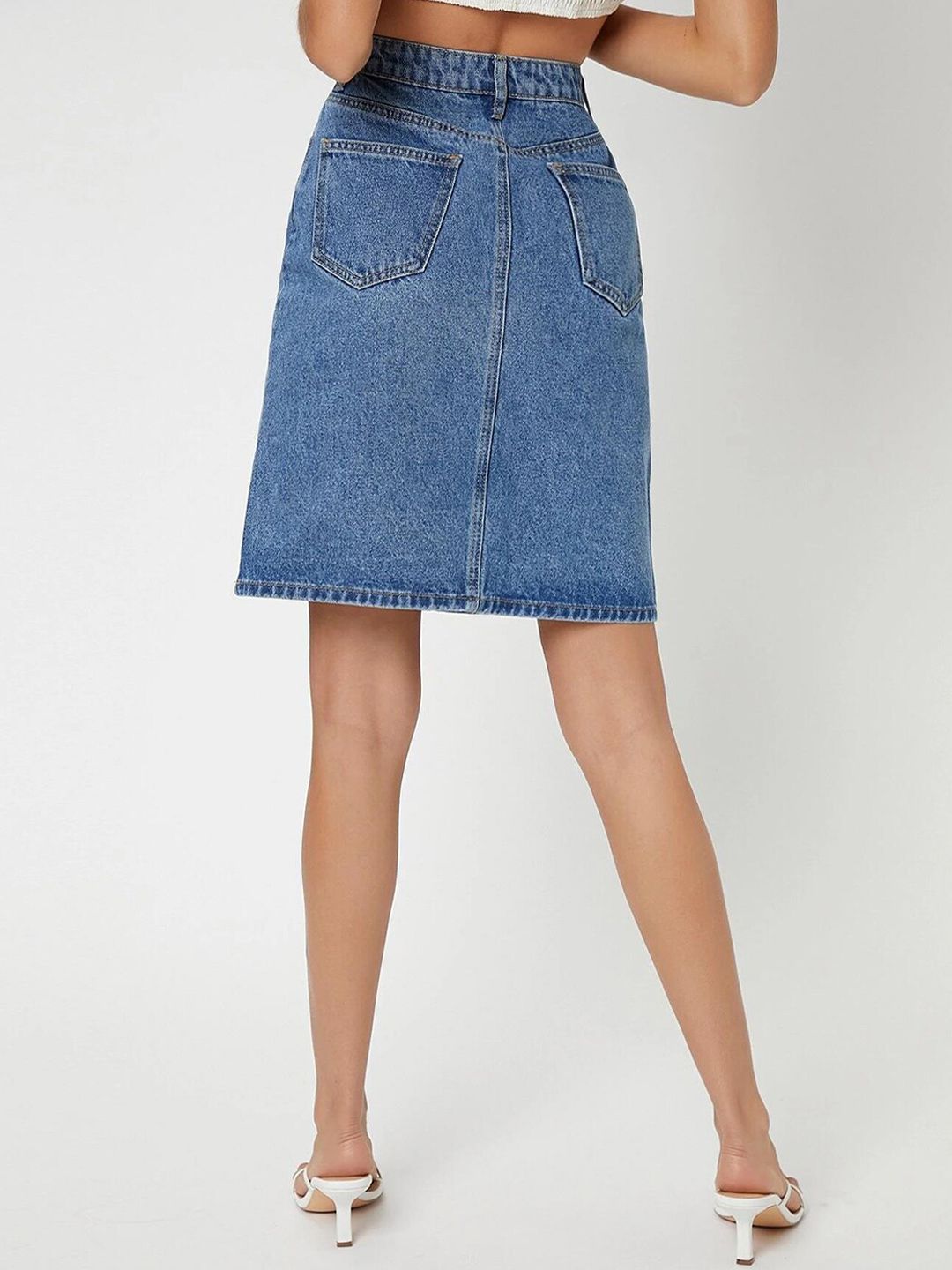 Kotty Cotton Lycra Denim A-Line Skirt