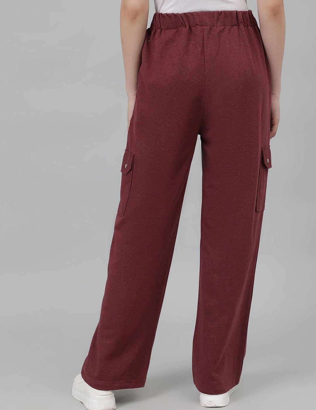 Kotty Women Maroon Mid-Rise Cotton Track Pants