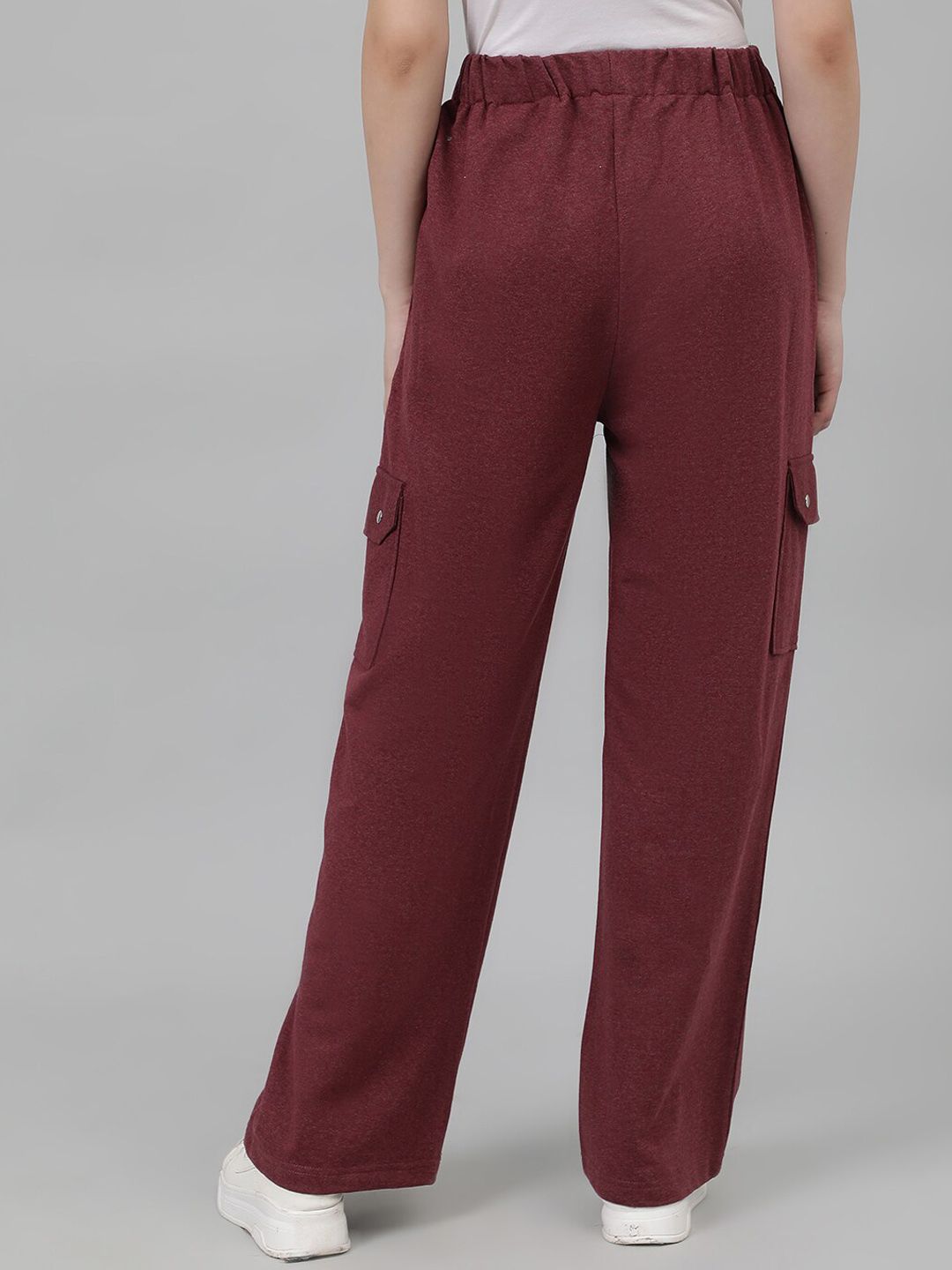 Kotty Women Maroon Mid-Rise Cotton Track Pants