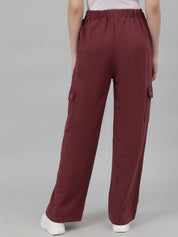 Kotty Women Maroon Mid-Rise Cotton Track Pants