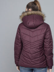 Kotty Women Purple Striped Lightweight Longline Puffer Jacket