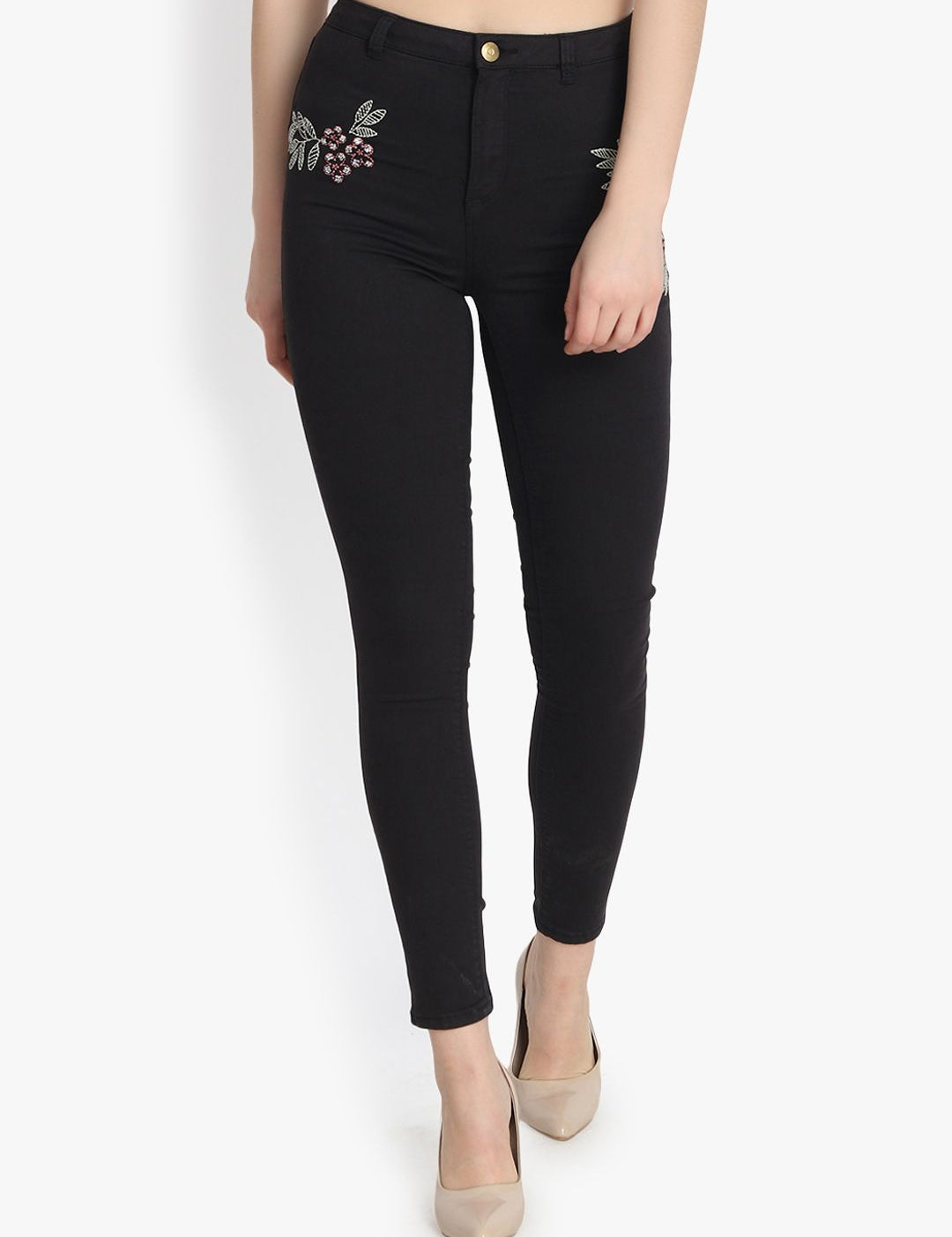 Kotty Women Black Skinny Fit High-Rise Clean Look Stretchable Jeans