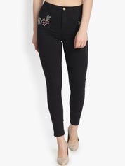 Kotty Women Black Skinny Fit High-Rise Clean Look Stretchable Jeans
