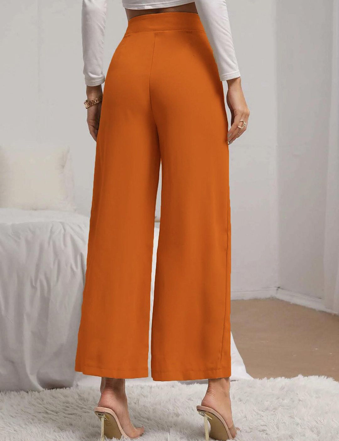 KOTTY BIZwear Women Yellow Relaxed Straight Fit High-Rise Easy Wash Pleated Trousers