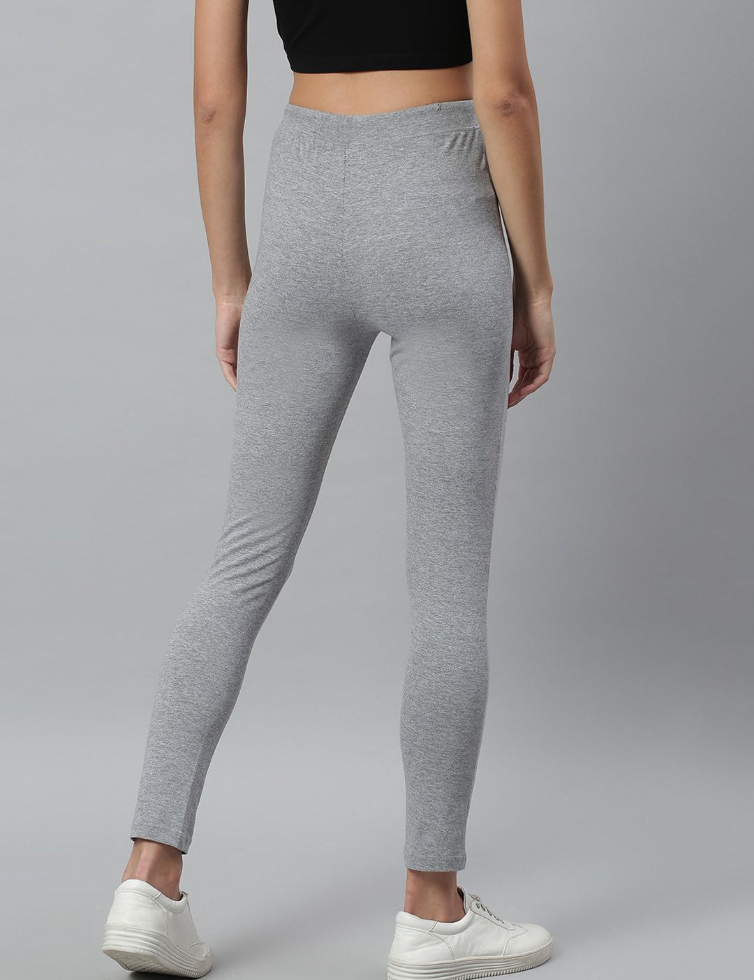 Kotty Women Grey Melange Solid Straight Fit Track Pants