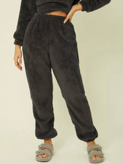 Kotty Women Faux Fur High-Rise Joggers Fit Trousers