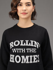 Kotty Women Black Printed Sweatshirt