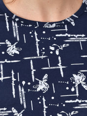 Kotty Women Blue & White Printed Night Suit