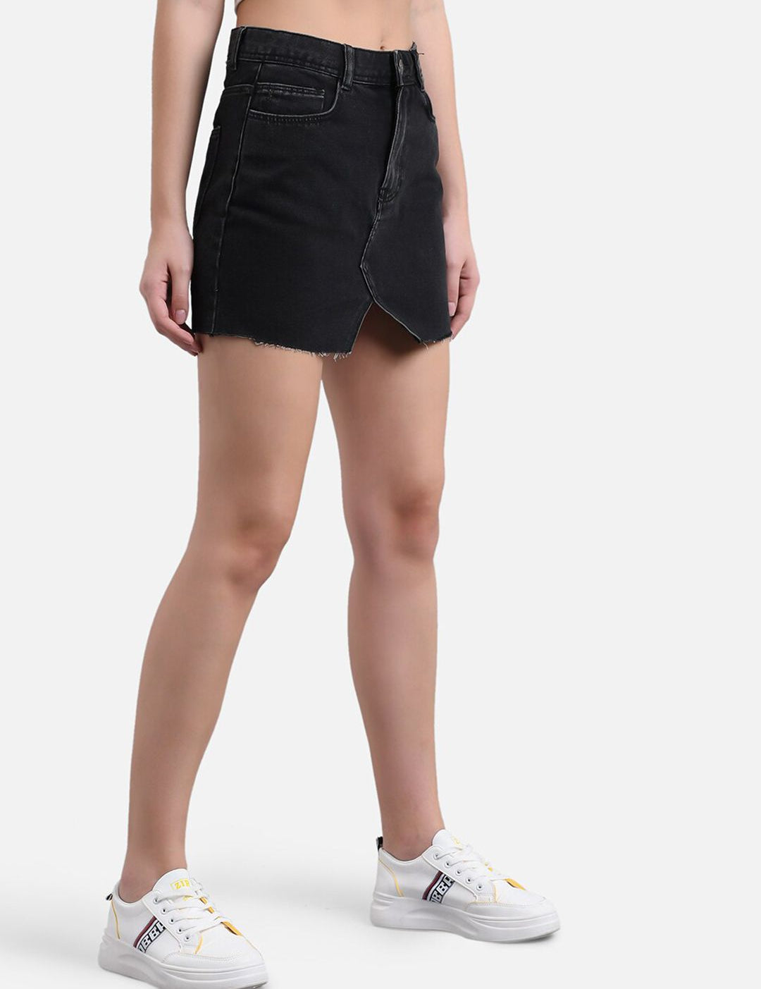 Kotty Women Black Solid Denim Skirt