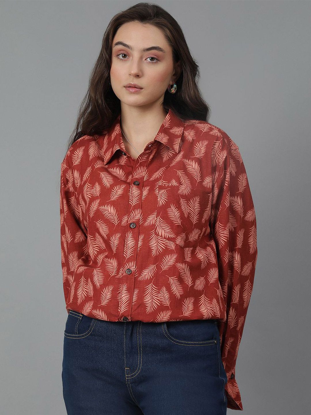 Kotty Women Floral Opaque Printed Casual Oversized Shirt