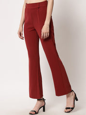 Kotty Women Relaxed Straight Leg Straight Fit High-Rise Easy Wash Pleated Trousers