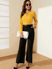 Kotty Round Neck Polka Dot Printed Top