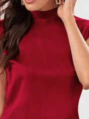 KOTTY BIZwear High Neck Extended Sleeves Satin Top