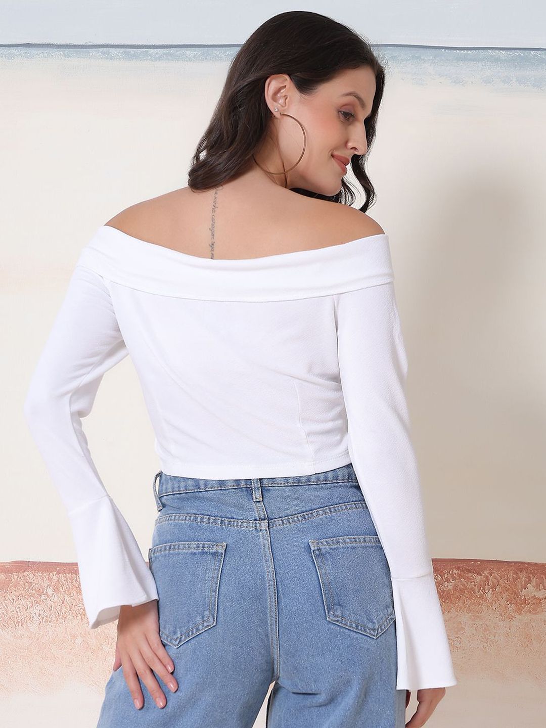 Kotty Women Solid Off-Shoulder Bardot Top