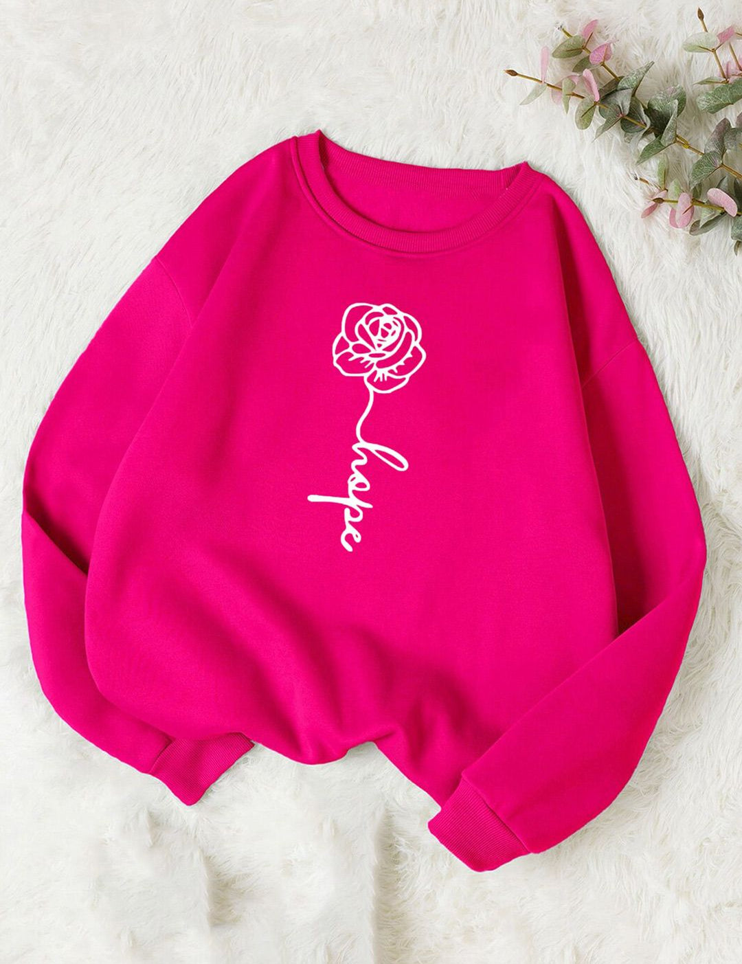 Kotty Pink Typographic Printed Fleece Sweatshirt