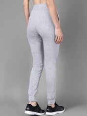 Kotty Women Grey Melange & White Printed Joggers