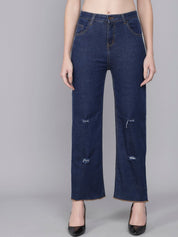 Kotty Women Blue Flared High-Rise Mildly Distressed Jeans