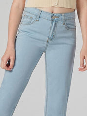 Kotty Girls Jean Blue Mid-Rise Clean Look Stretchable Cropped Jeans
