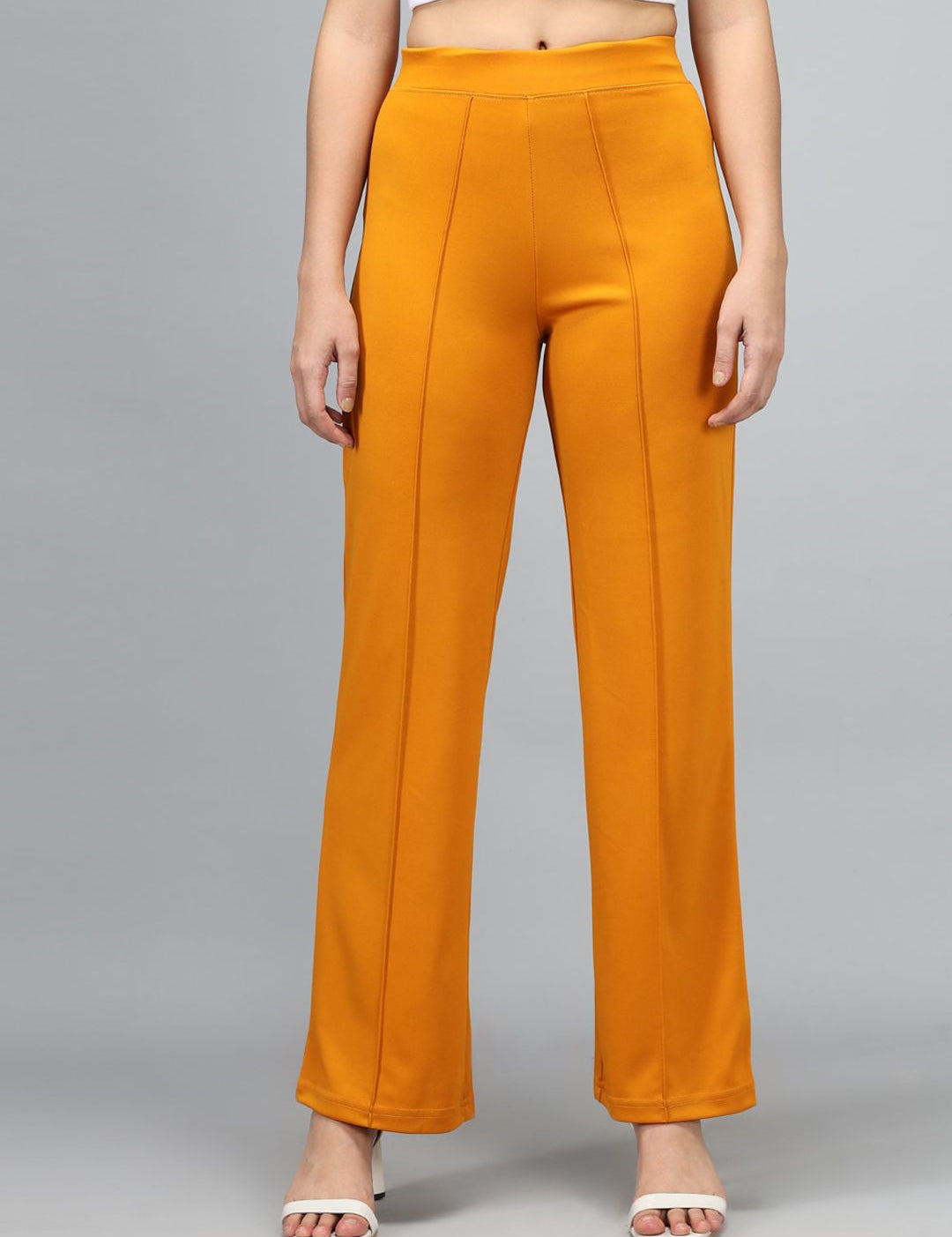 Kotty Women Yellow High-Rise Parallel Trousers