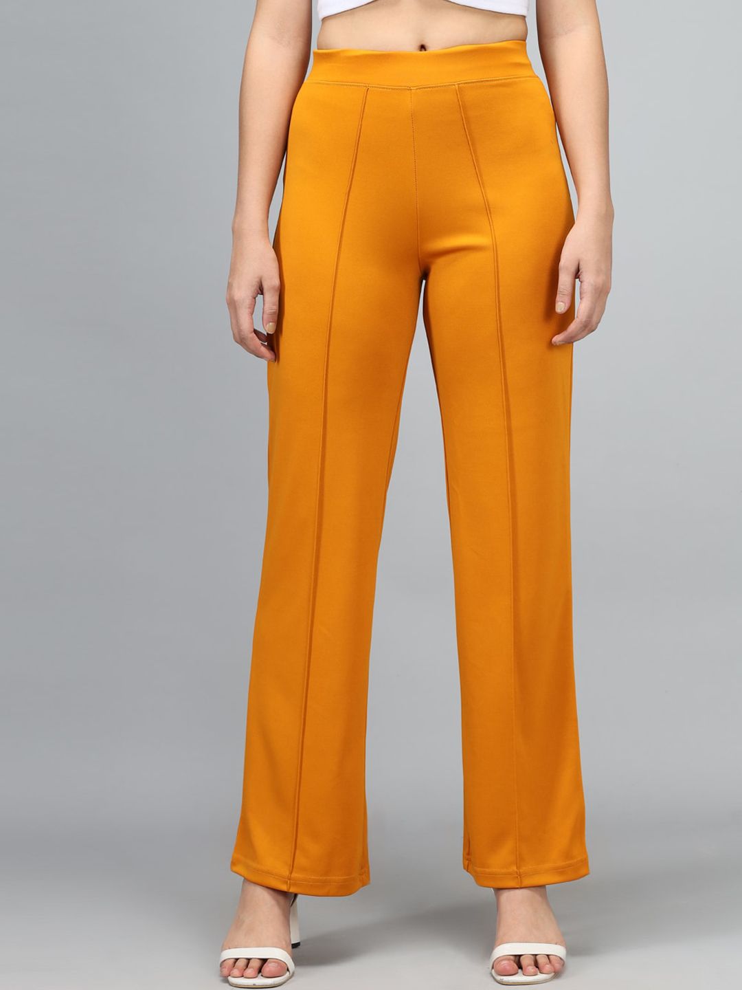 Kotty Women Yellow High-Rise Parallel Trousers