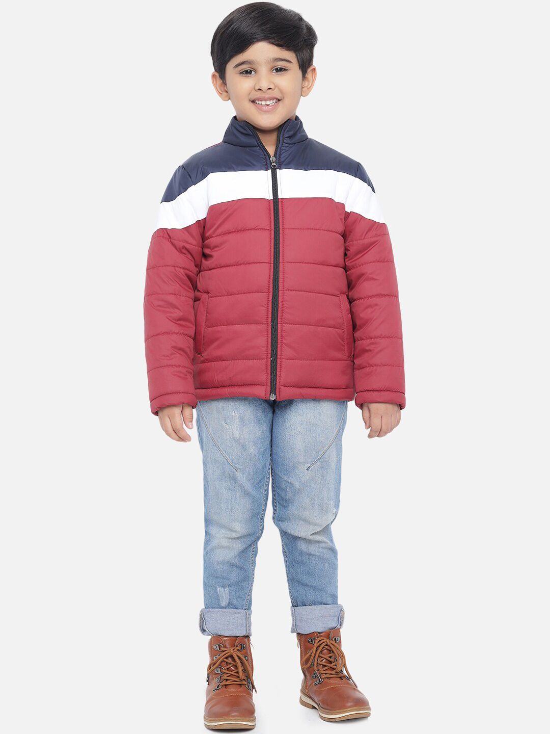 Kotty Boys Multicoloured Colourblocked Lightweight Puffer Jacket