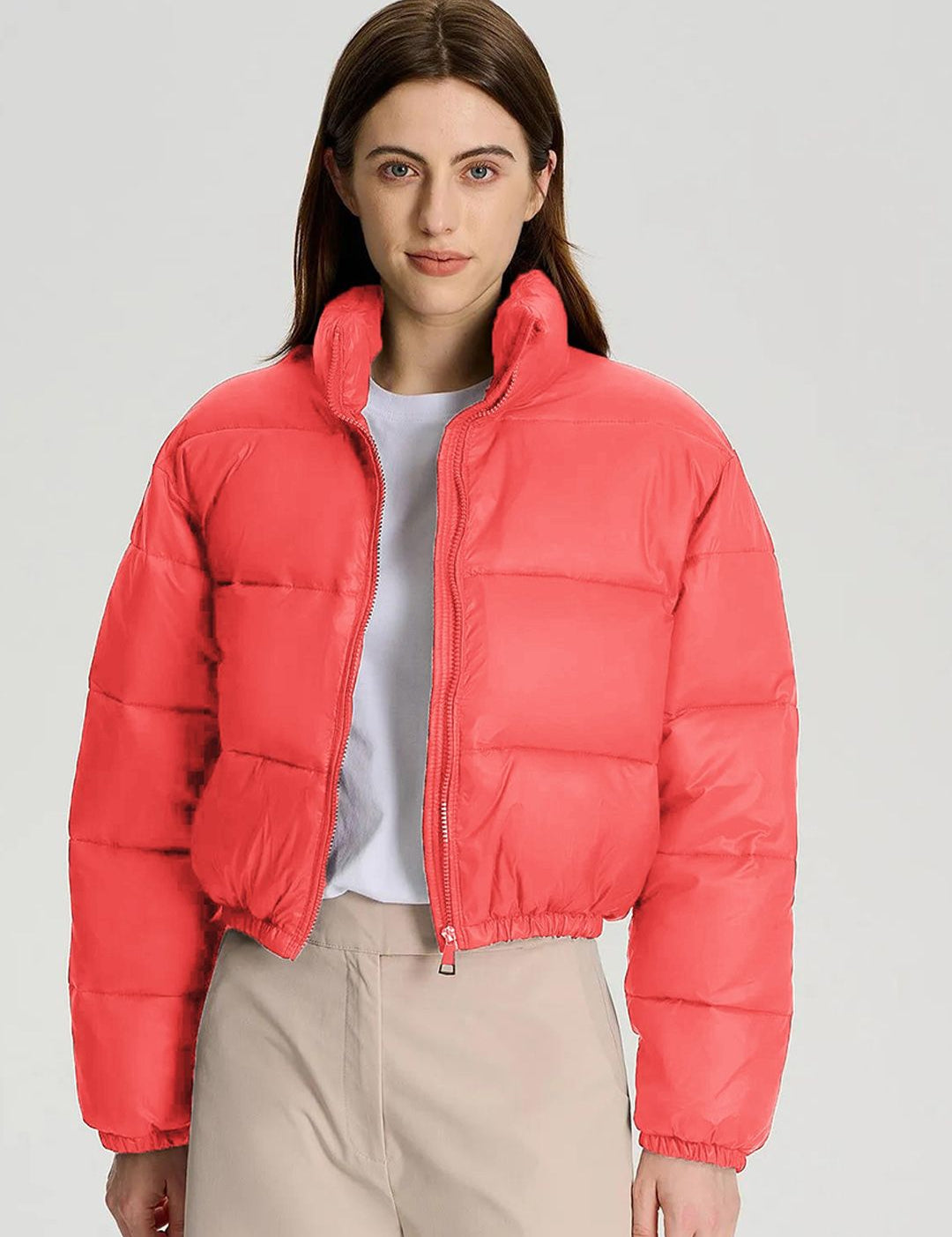Kotty Mock Collar Crop Puffer Jacket