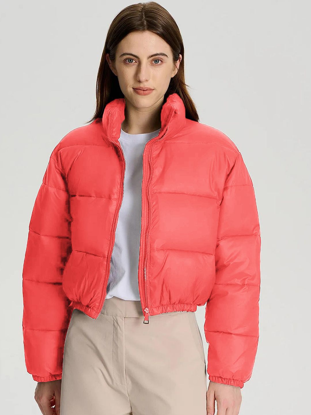 Kotty Mock Collar Crop Puffer Jacket