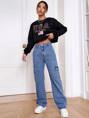 Kotty Women Jean Straight Fit High-Rise Clean Look Stretchable Cotton Jeans