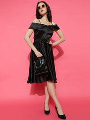 Kotty Women Satin Fit & Flare Shoulder Straps Dress