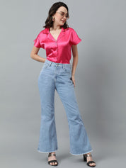 Kotty Pink Cuban Collar Casual Shirt