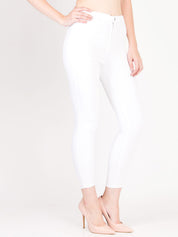 Kotty Women White Skinny Fit High-Rise Clean Look Stretchable Jeans