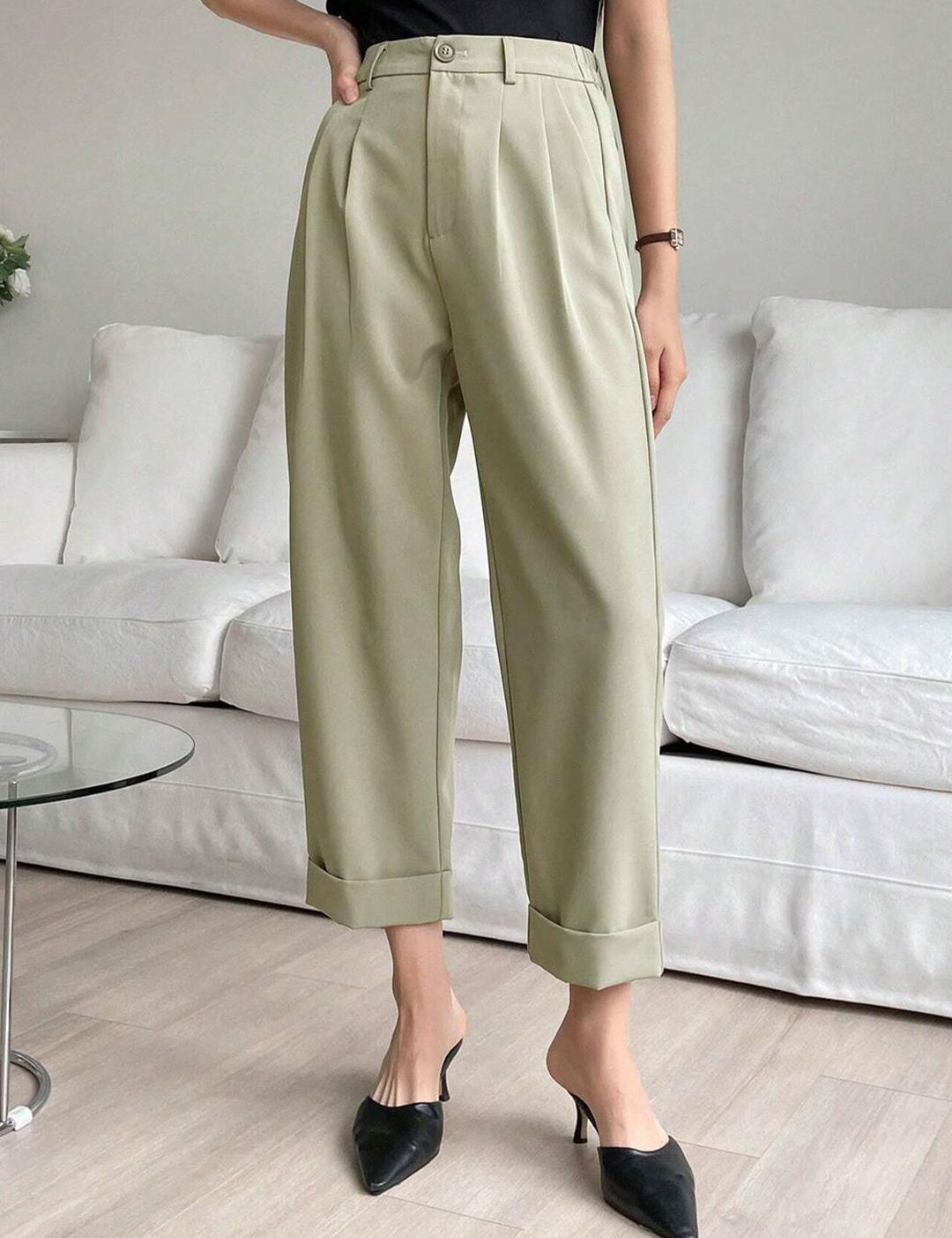 Kotty Women Relaxed Straight Leg Straight Fit Easy Wash Parallel Trousers