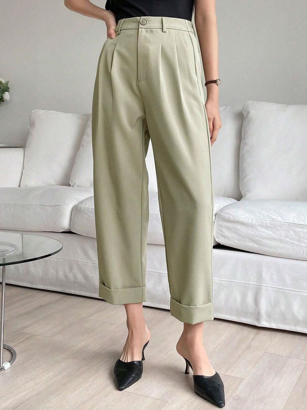 Kotty Women Relaxed Straight Leg Straight Fit Easy Wash Parallel Trousers