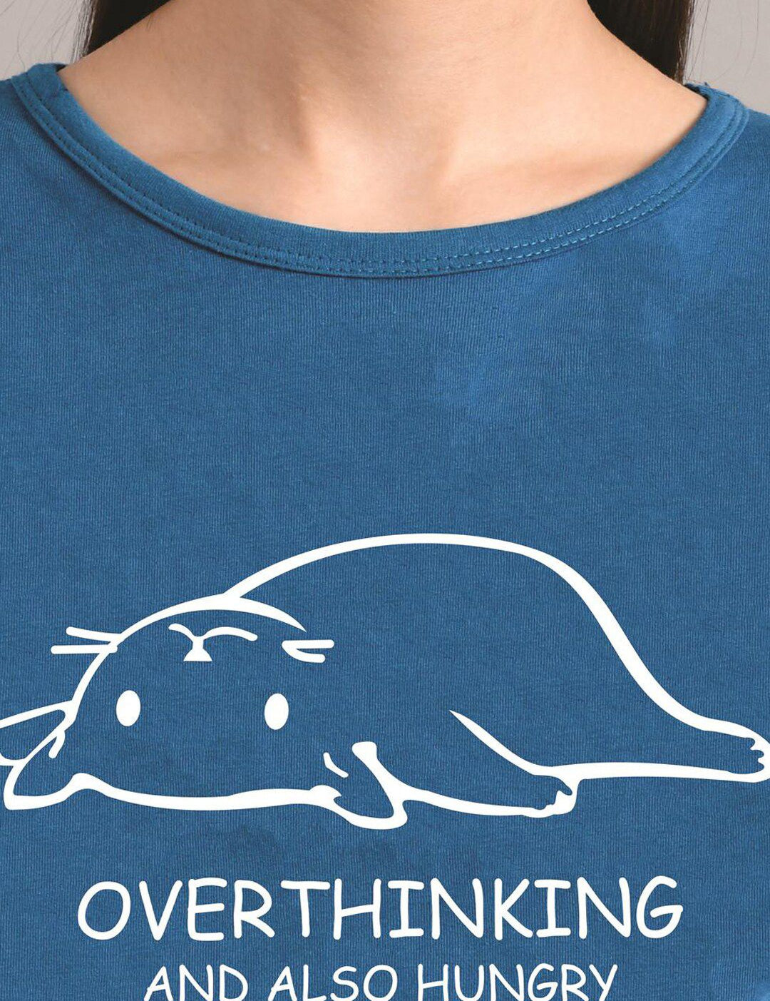 Kotty Women Blue Printed Round Neck T-shirt