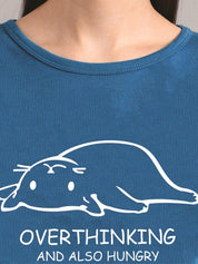 Kotty Women Blue Printed Round Neck T-shirt