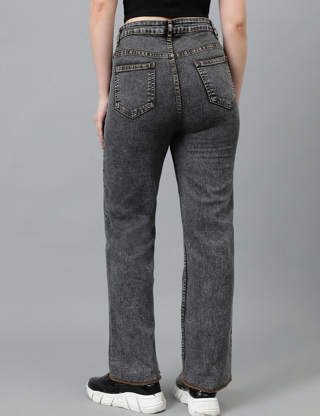 Kotty Women Jean Straight Fit Clean Look Light Fade Crinkle Stretchable Jeans