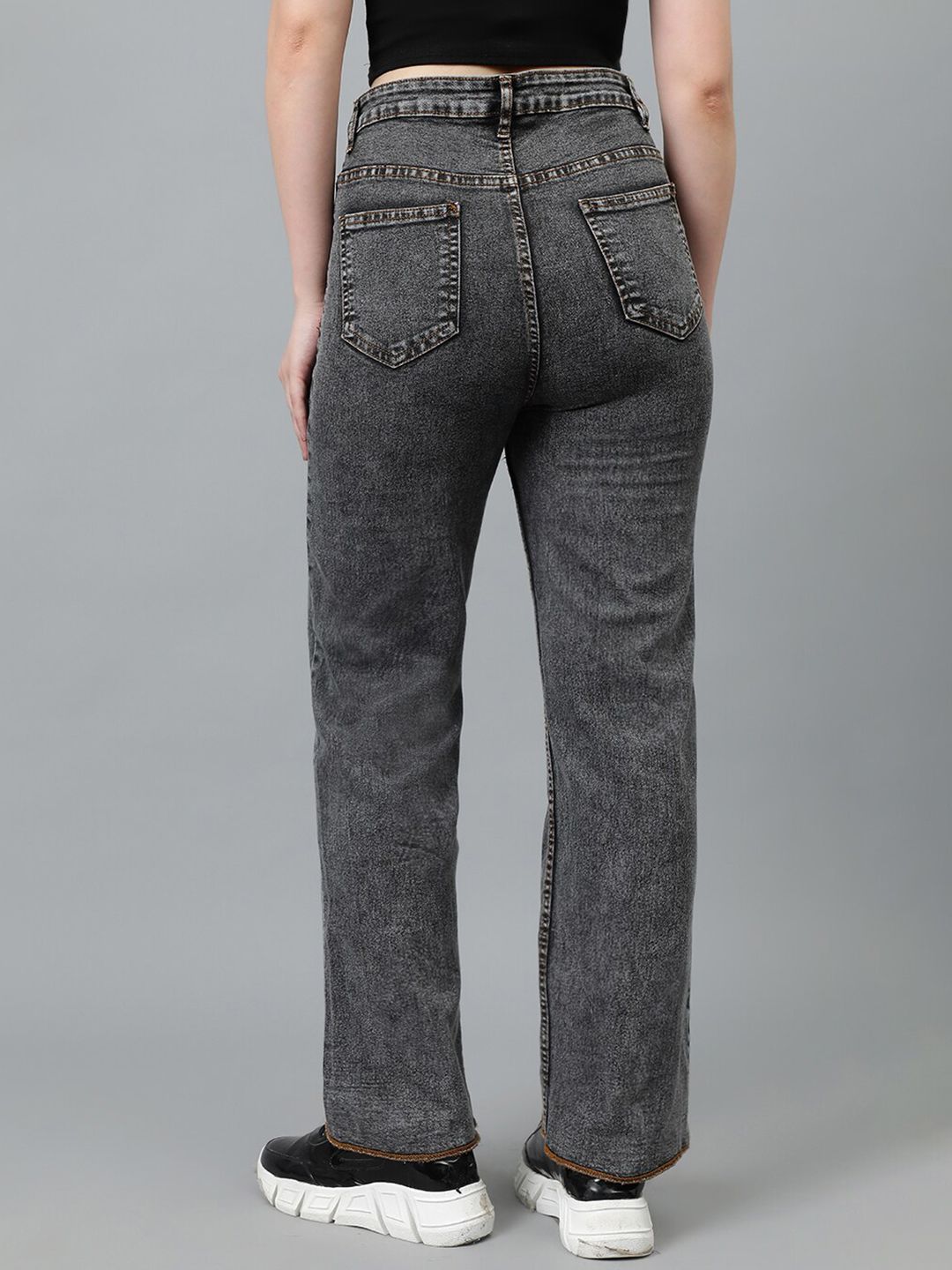 Kotty Women Jean Straight Fit Clean Look Light Fade Crinkle Stretchable Jeans