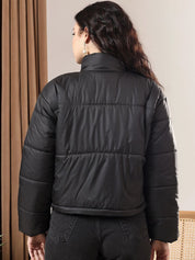 Kotty Women Mock Collar Solid Casual Puffer Insulator Jacket