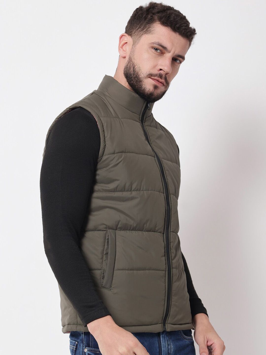 Kotty Men Olive Green Outdoor Puffer Jacket