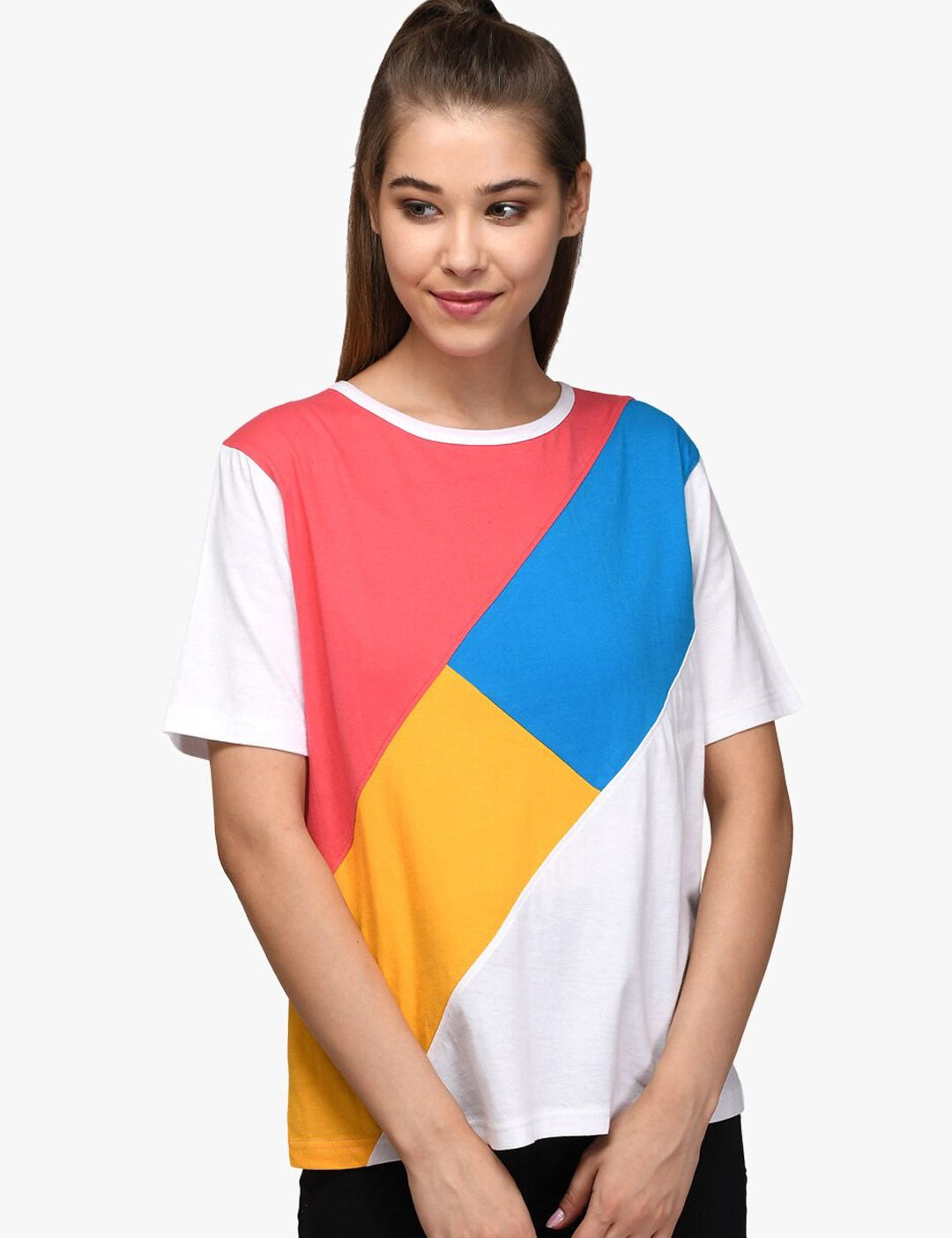 Kotty Women Pack Of 2 Colourblocked Round Neck T-shirt