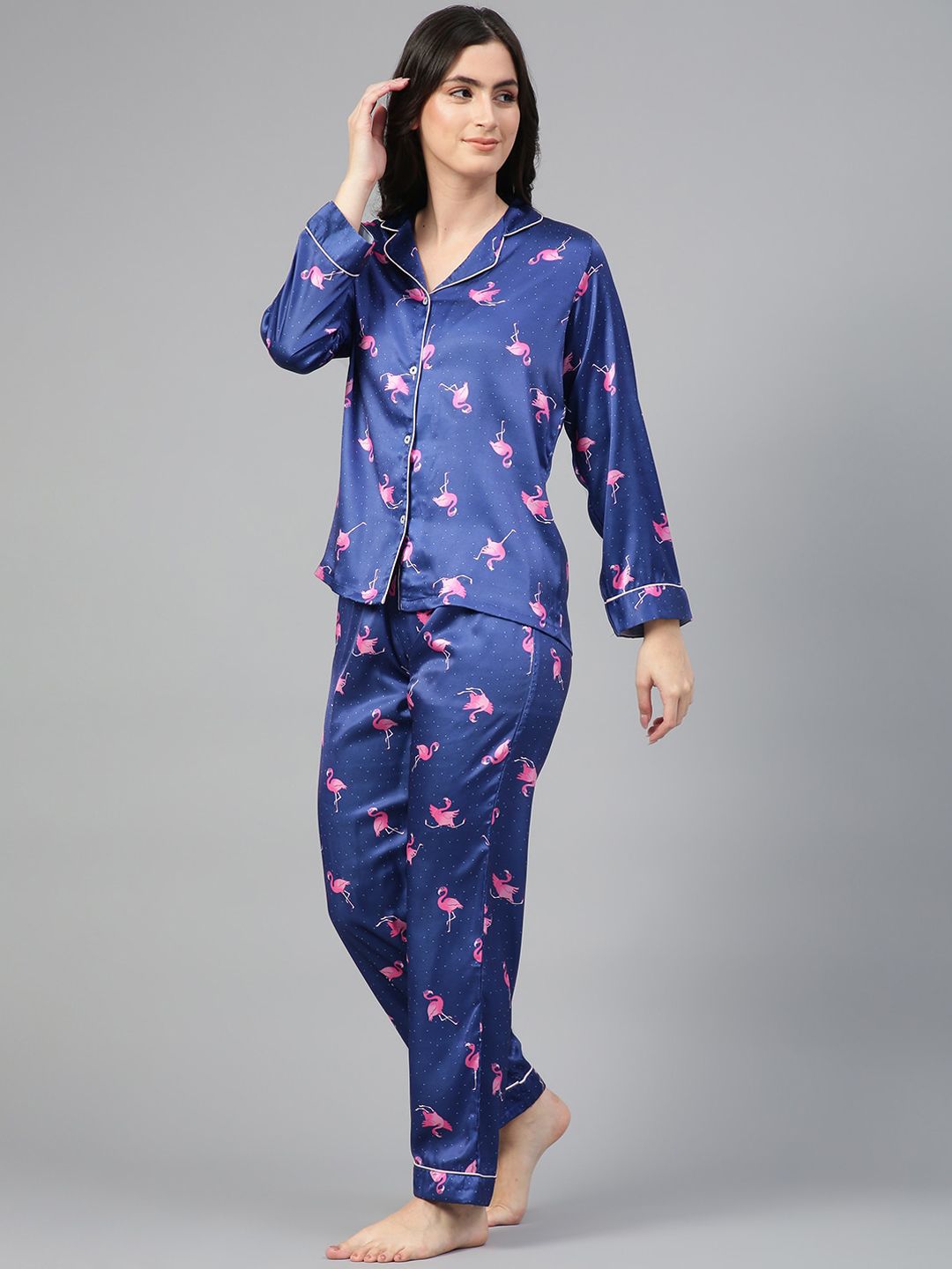 Kotty Conversational Printed Satin Night Suit