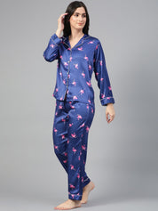 Kotty Conversational Printed Satin Night Suit